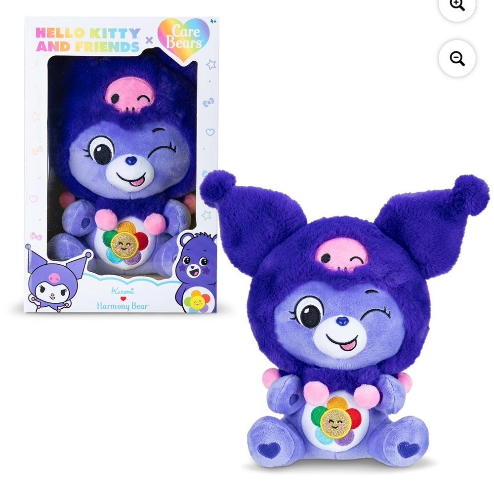 New in box Care Bears x Hello Kitty Harmony Bear as Kuromi 10" Collectible Plush